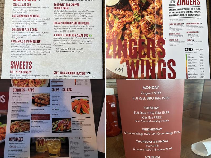 Miller's Ale House Menu
