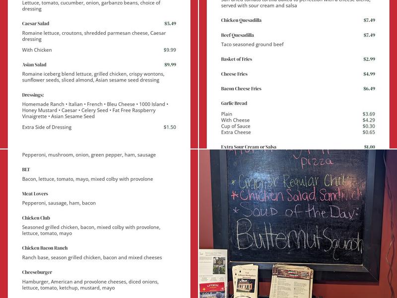 Jim's Pizza Box Menu