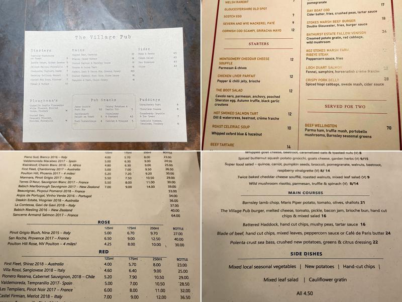 The Village Pub Menu