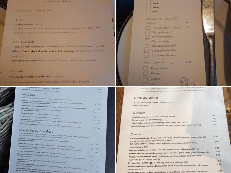 The Crown at Ampney Brook Menu