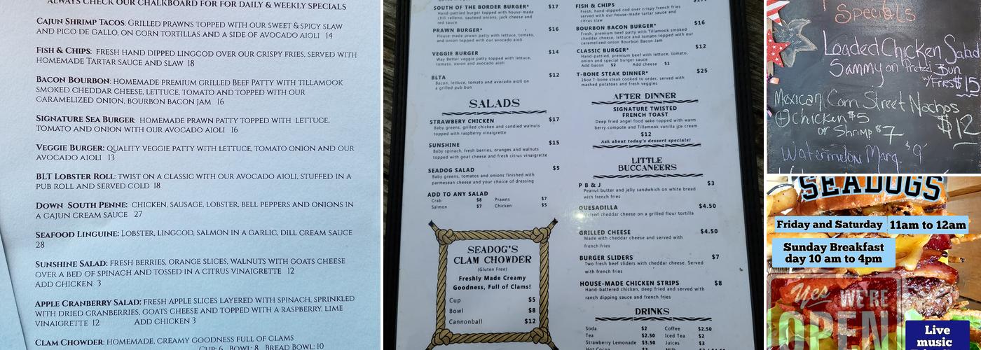 SEADOGS RESTAURANT n LOUNGE Menu