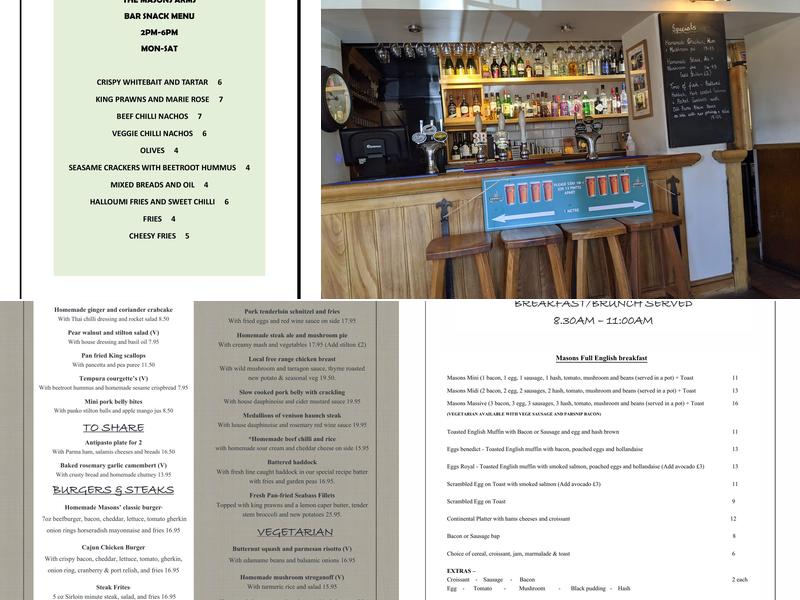 Masons Arms Menu