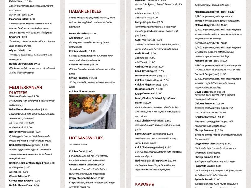 Mediterranean Grill and Pizza Menu
