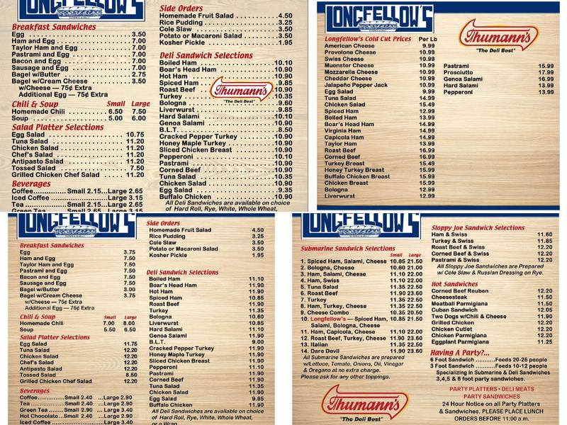 Longfellow's Sandwich Deli Menu