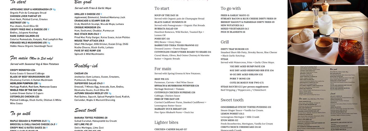 The Mousetrap Inn Menu