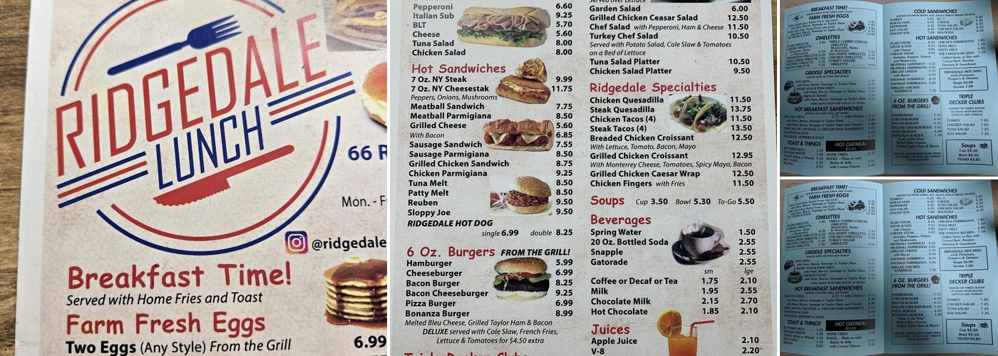 Ridgedale Lunch Menu