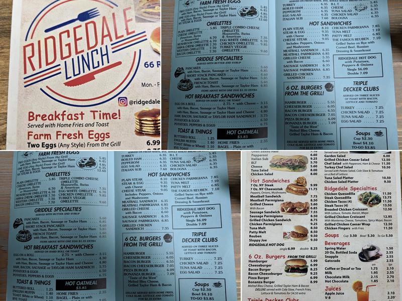Ridgedale Lunch Menu