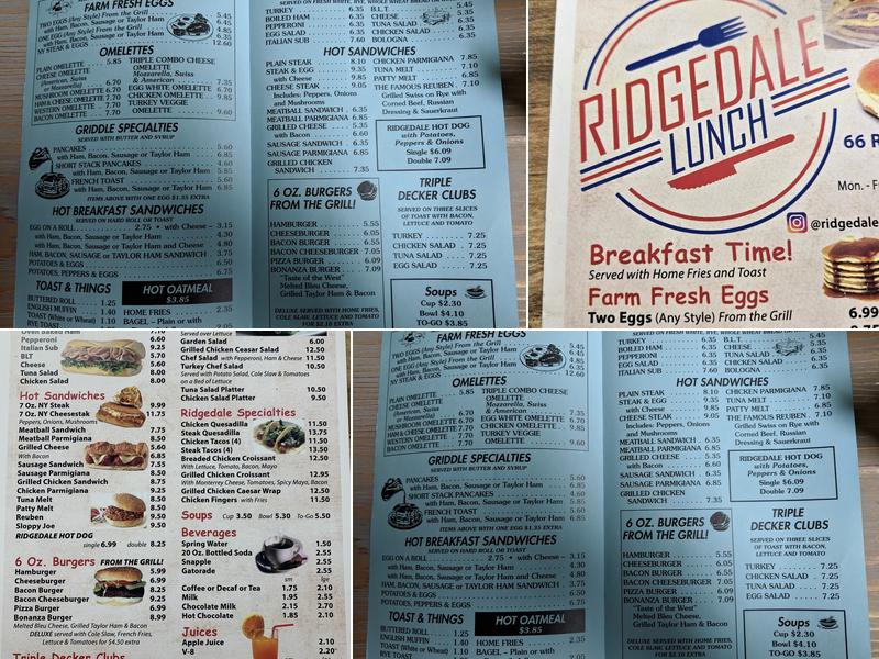 Ridgedale Lunch Menu