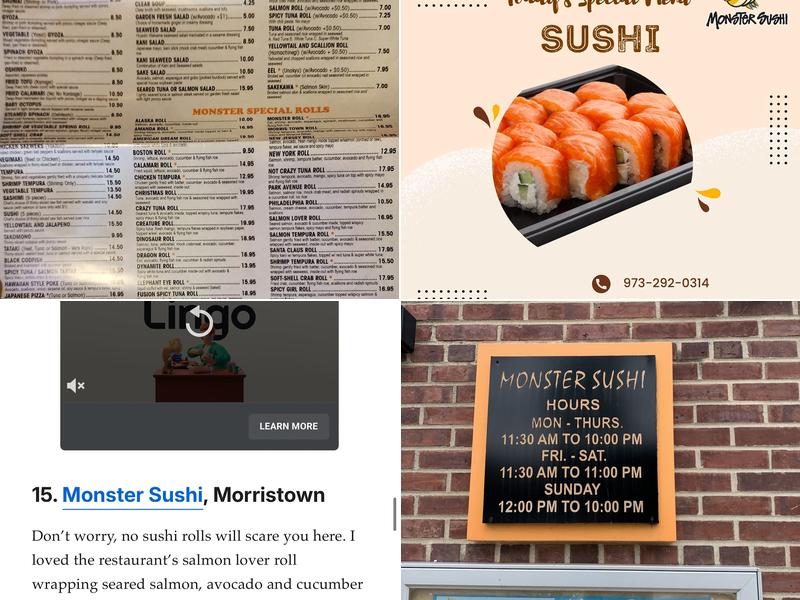 Monster Sushi Menu