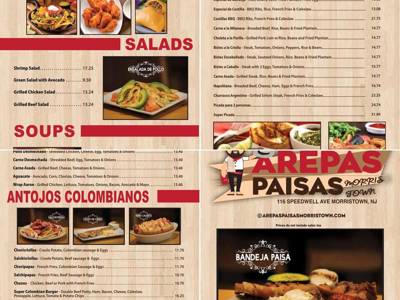 Arepas Paisas Morristown Menu
