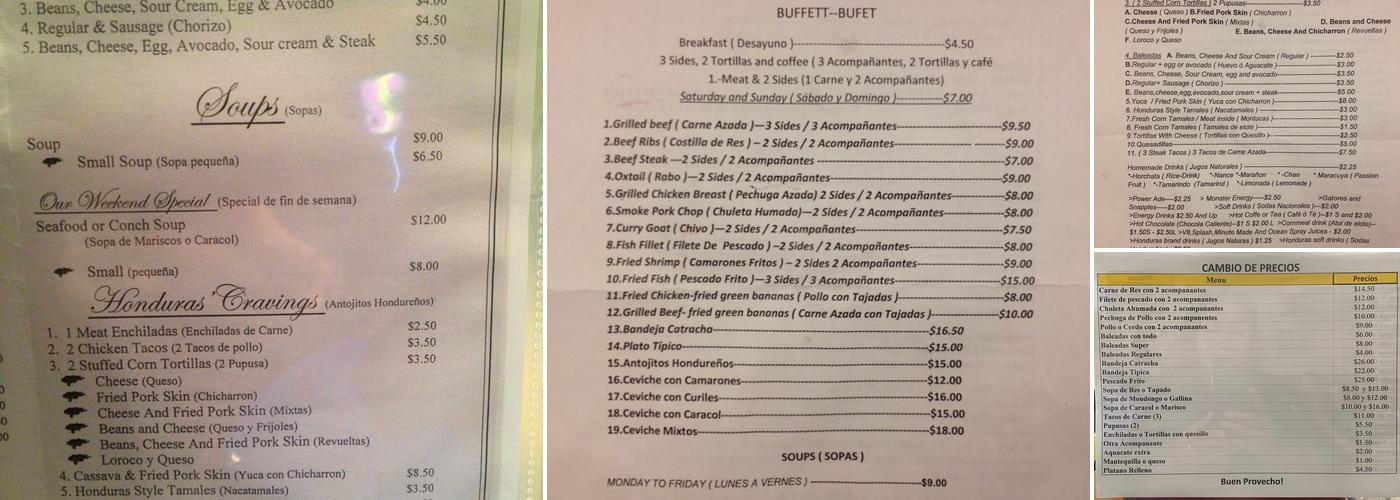 El Encuentro Centro Americano Menu