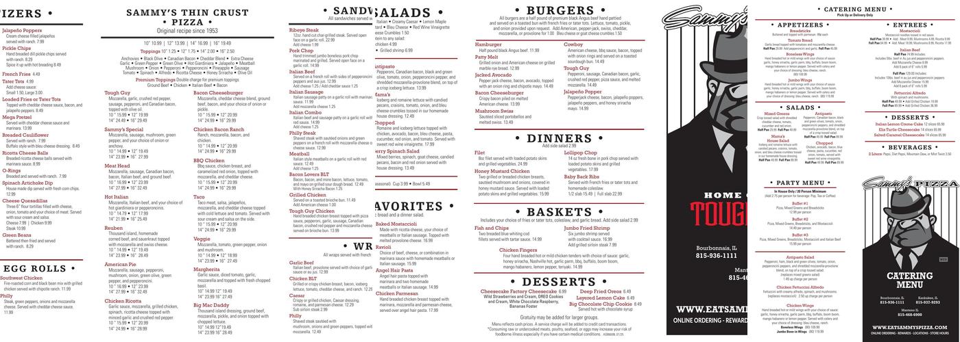 Sammy's Pizza of Manteno Menu