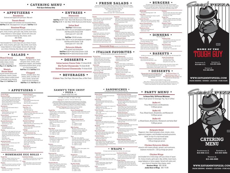 Sammy's Pizza of Manteno Menu