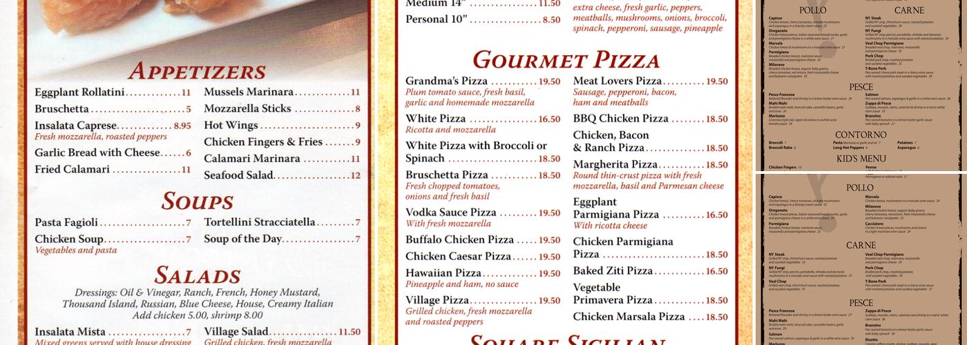 Capisce Trattoria & Pizzeria Menu