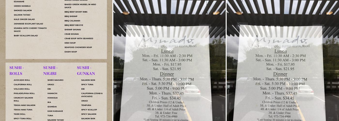 Minado Restaurant Menu