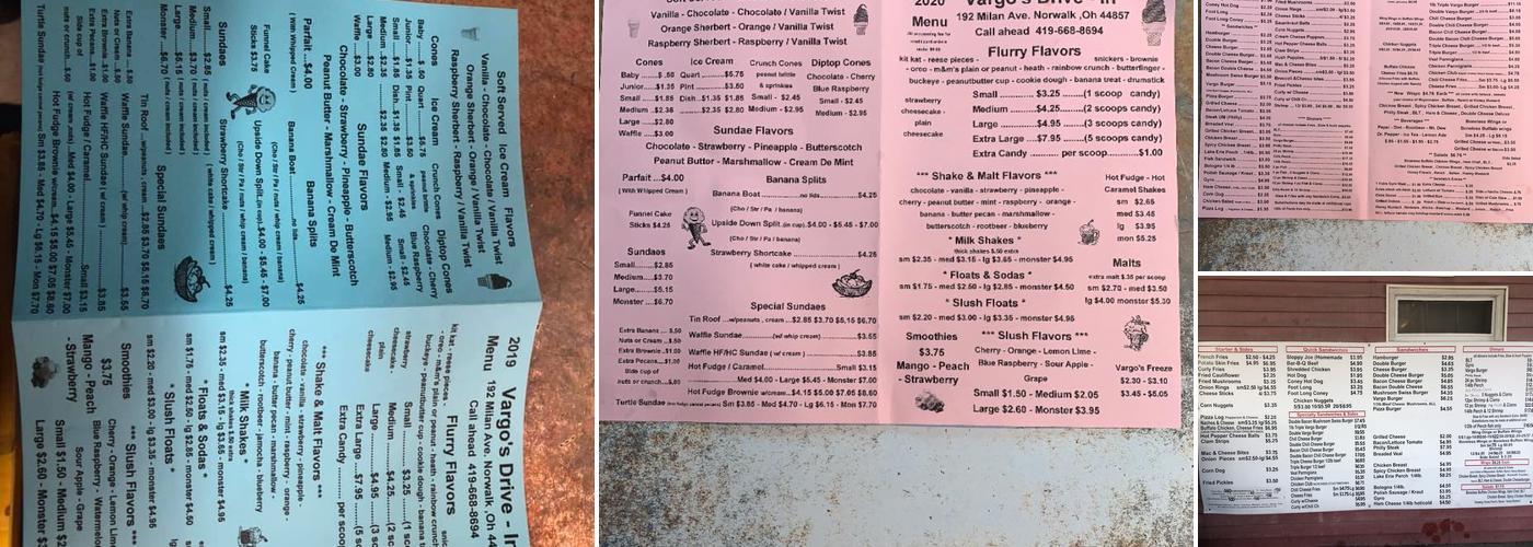 Vargo's Drive-In Menu