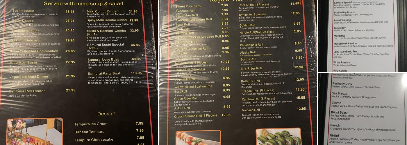 Samurai Japanese Steak House Menu