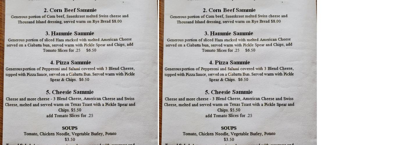 Knucklehead Saloon Menu