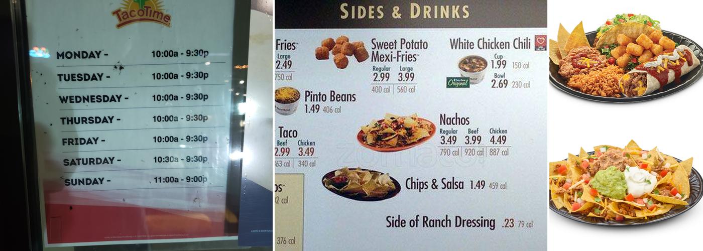 Taco Time Menu