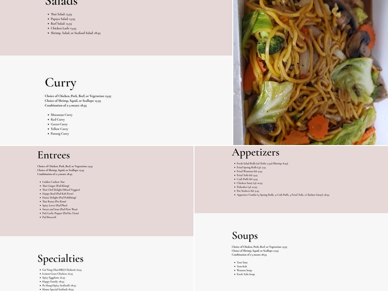 Thai Chef Menu