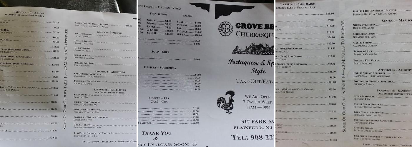 Grove II BBQ Menu