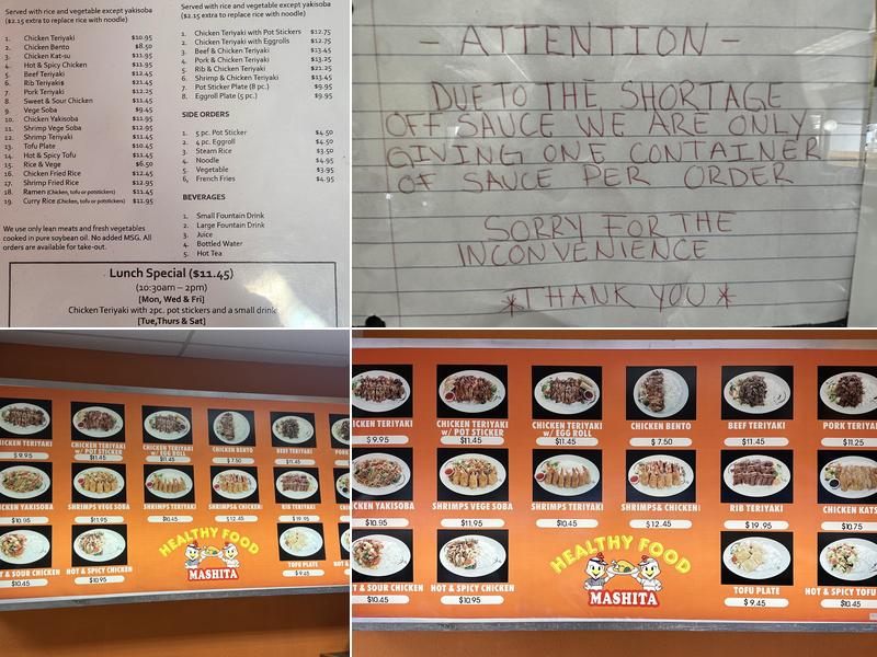 Mashita Teriyaki Menu