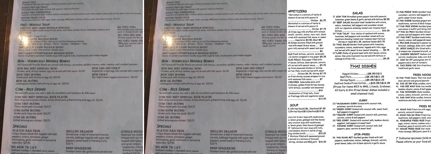 Pacific Breeze Menu