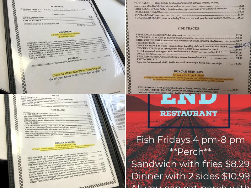 Tracks End Restaurant Menu