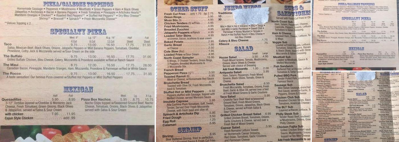 Thompson Masterpiece Pizza Menu