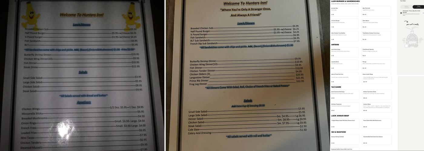 HUNTER'S Five Star Dive Bar Menu