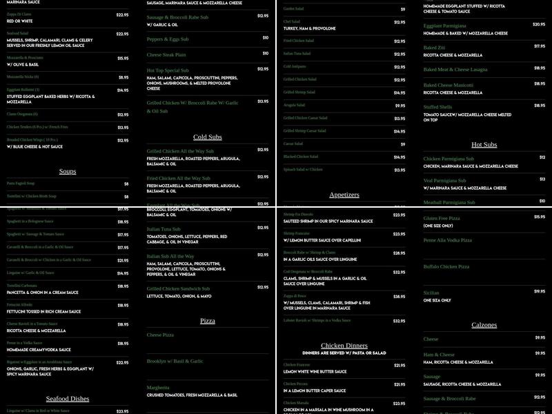 Top Of The Park Menu