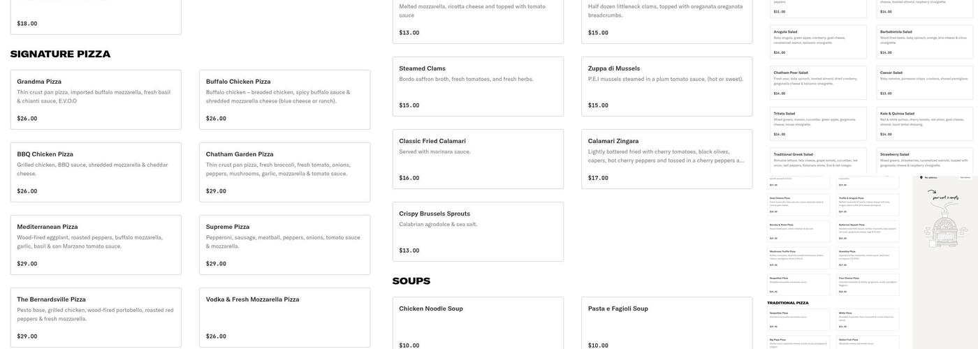 Chianti Pizzeria Chatham Menu