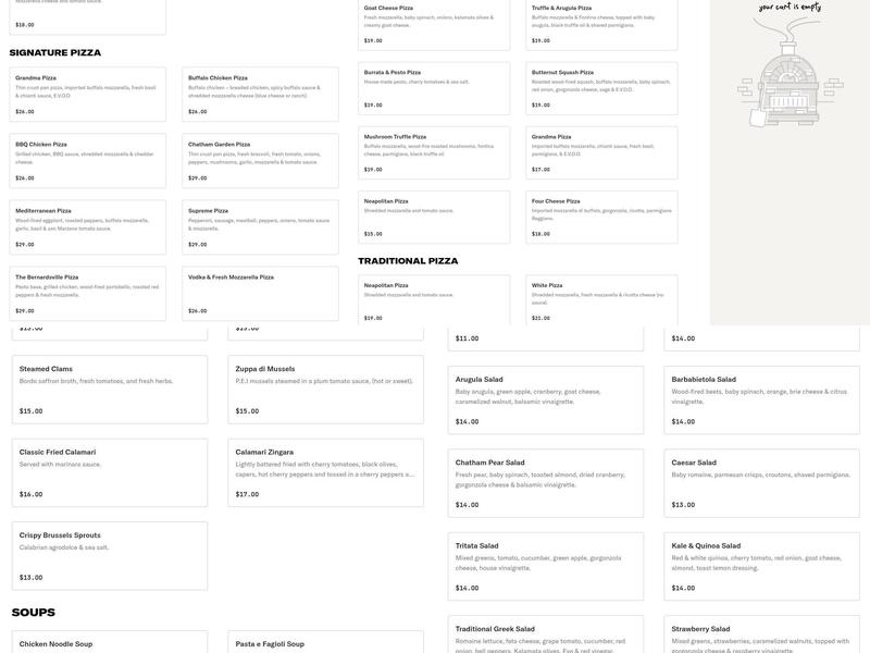 Chianti Pizzeria Chatham Menu