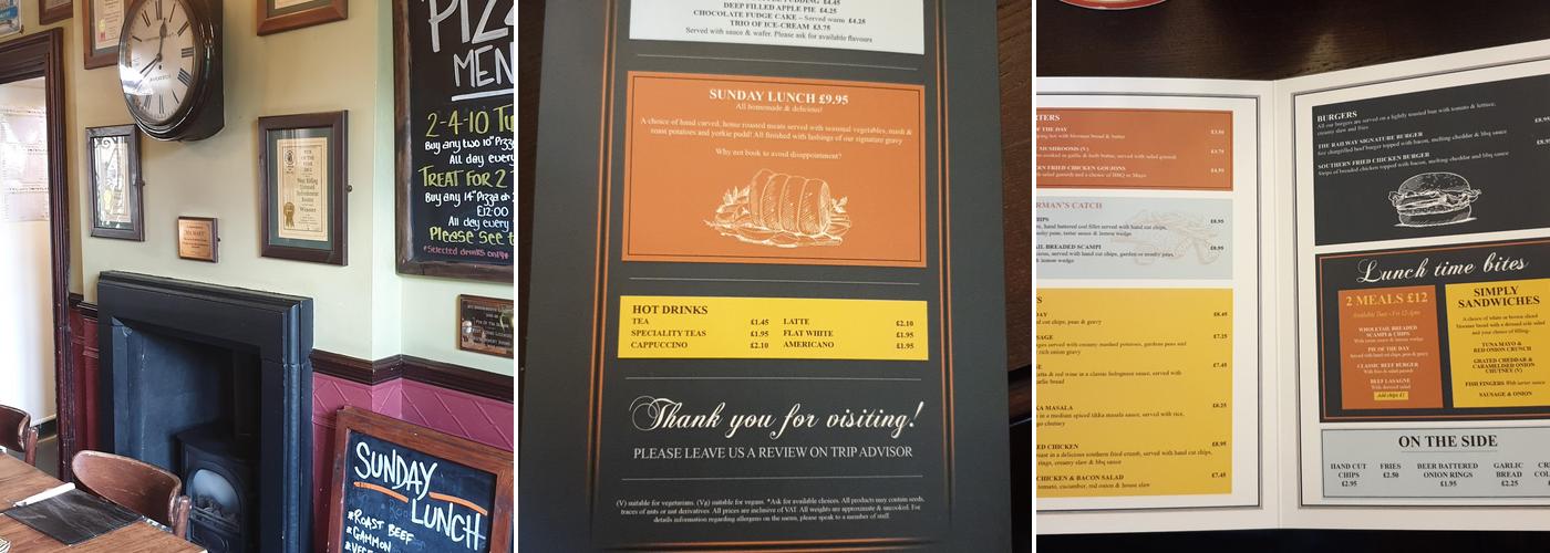 The Railway Pub Marsden Menu