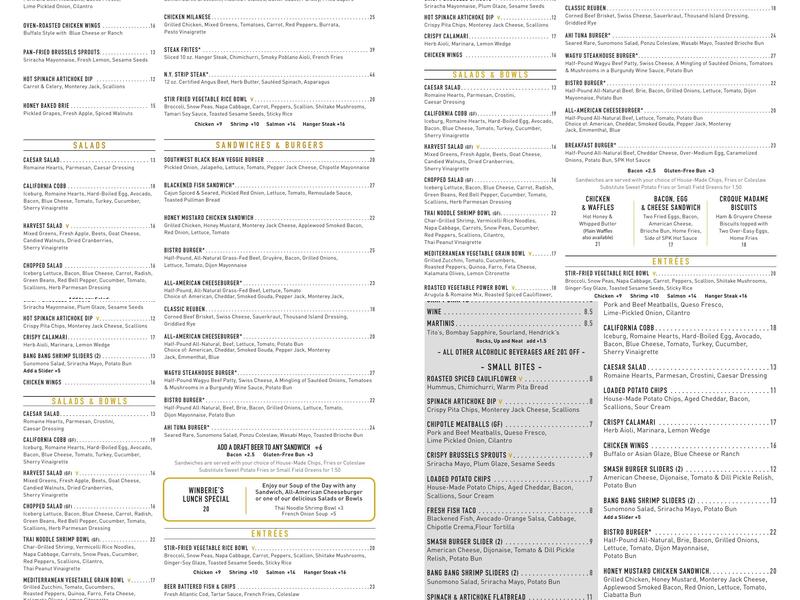 Winberie's Restaurant & Bar Menu
