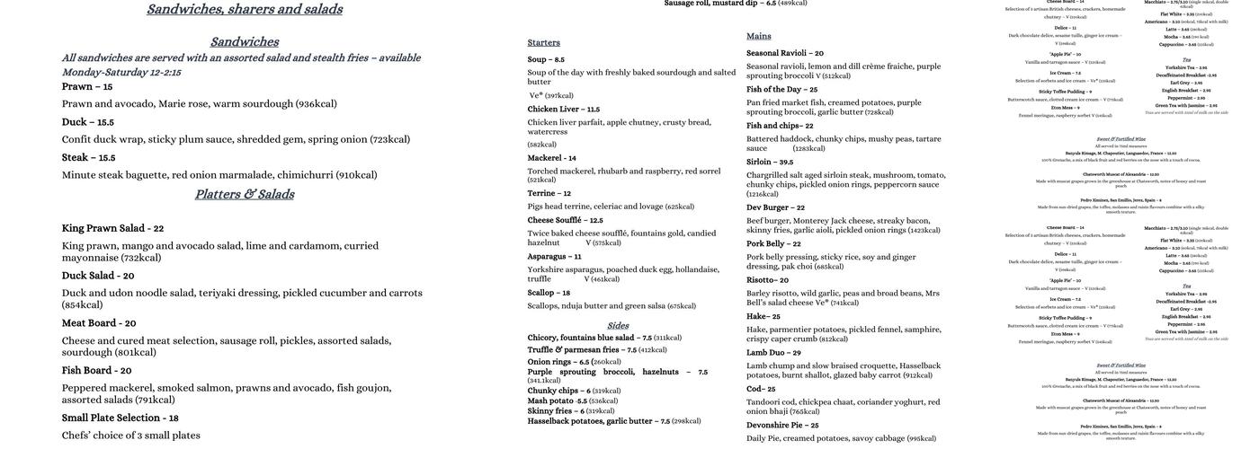 The Devonshire Arms Brasserie & Bar Menu