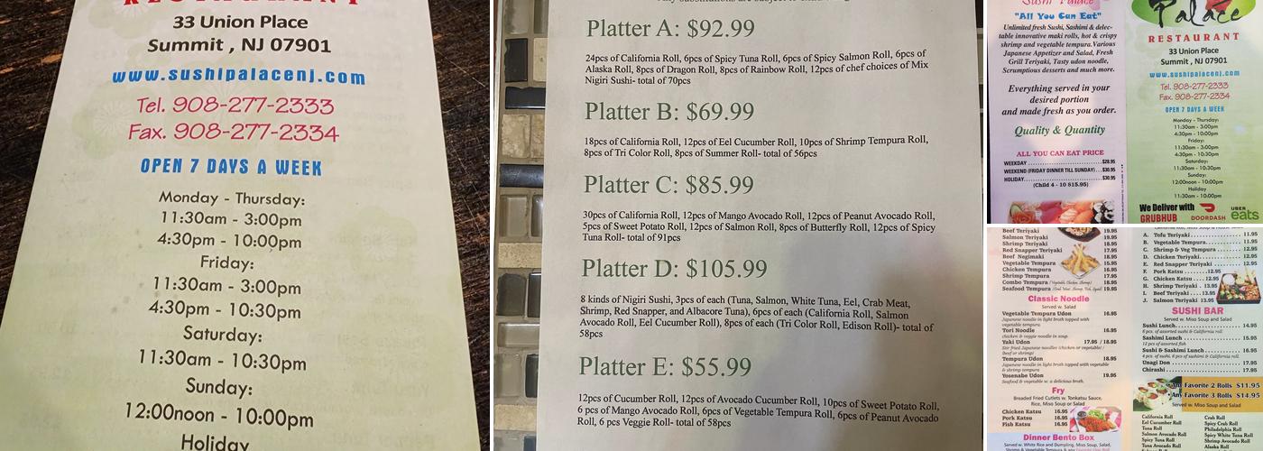 Sushi Palace Menu