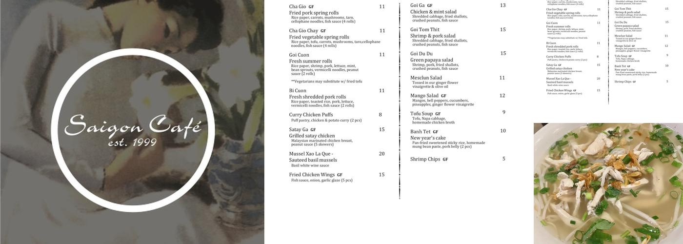 Saigon Cafe Menu