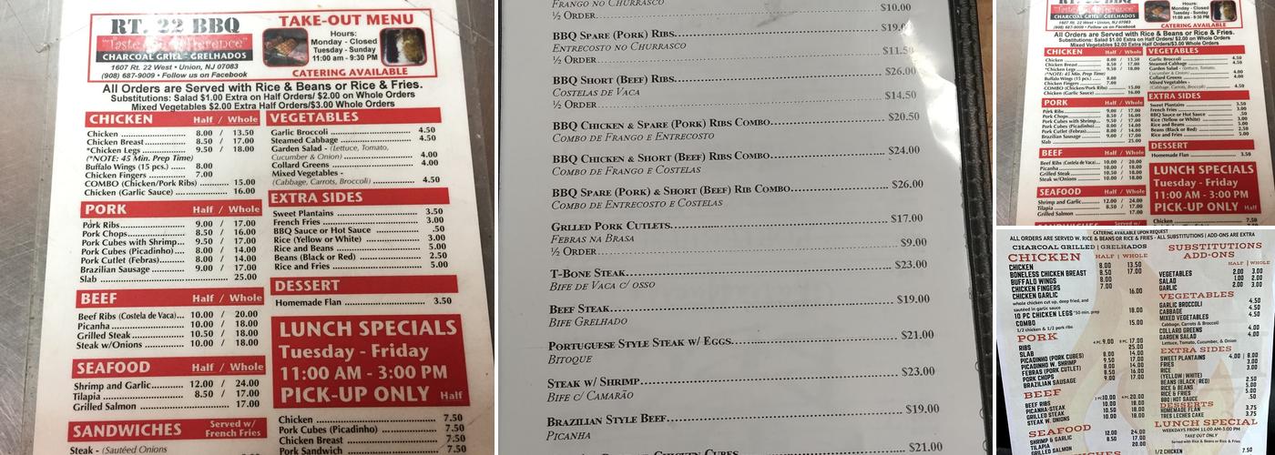 Route 22 BBQ Menu