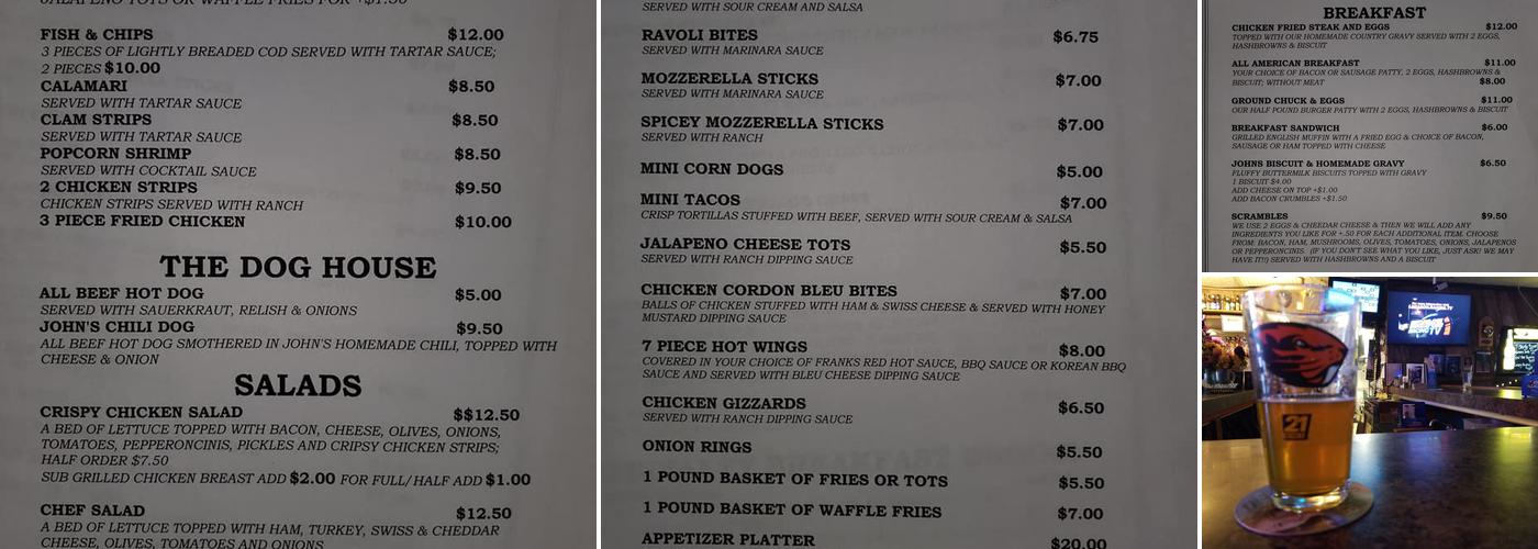 Lumpy's Tavern Menu