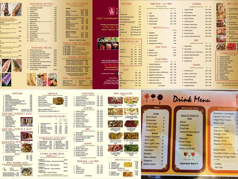 Wei's Buffet Menu