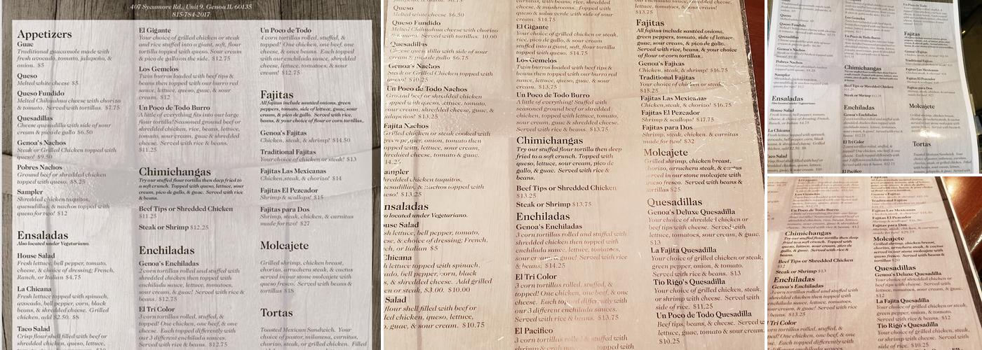 Rivers’ Mexican Cantina & Grill Menu