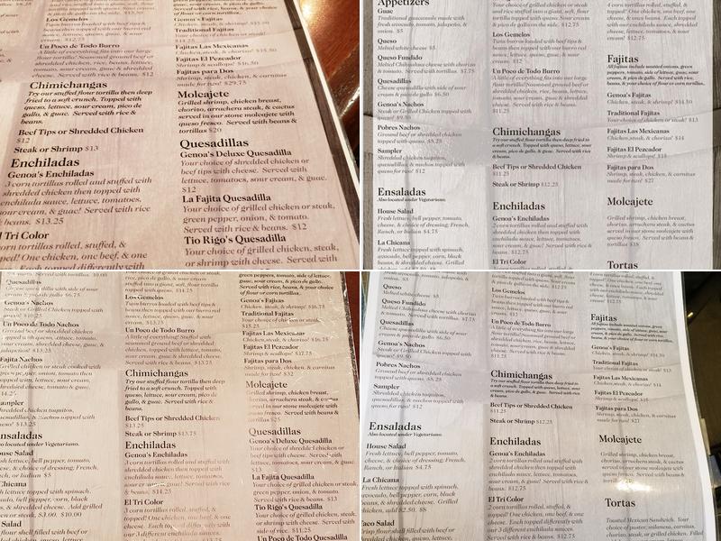 Rivers’ Mexican Cantina & Grill Menu