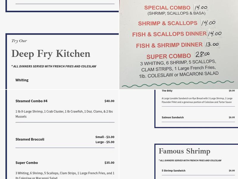 Roselle Seafood Menu