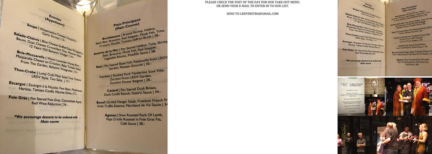 Le Rendez-Vous Bistro Menu