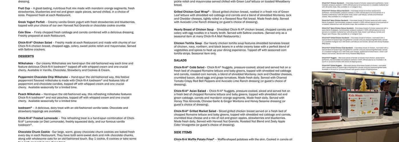 Chick-fil-A Menu