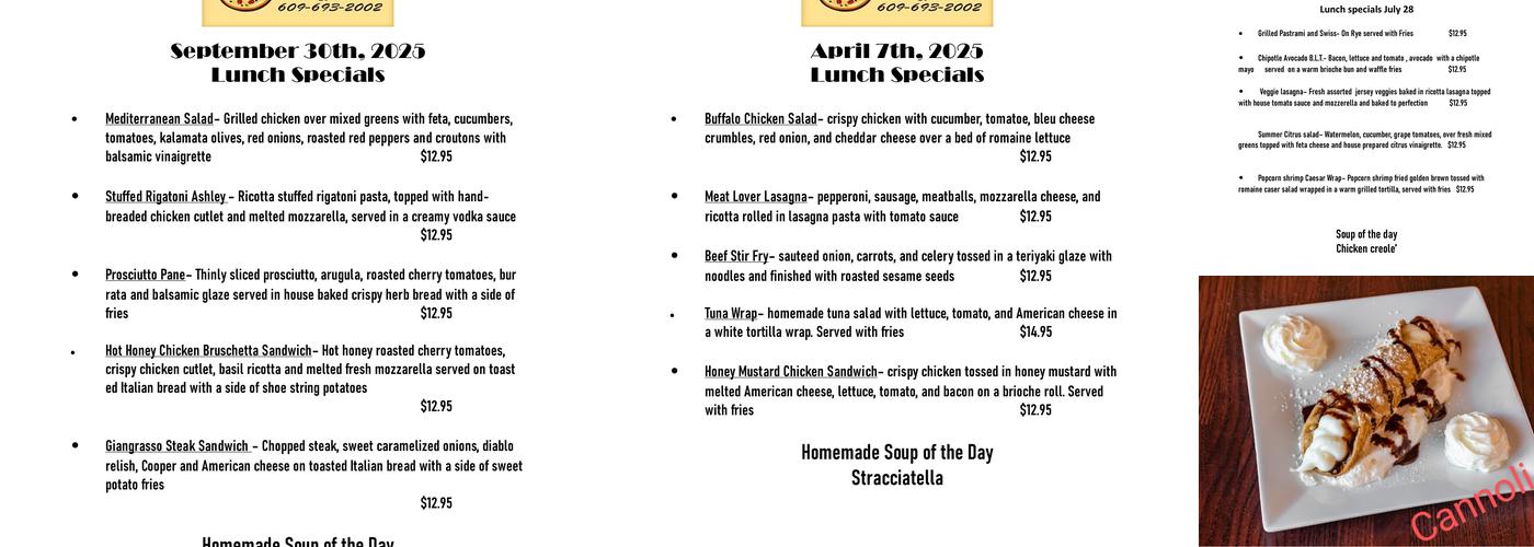 Via Napoli Pizzeria & Restaurant Menu