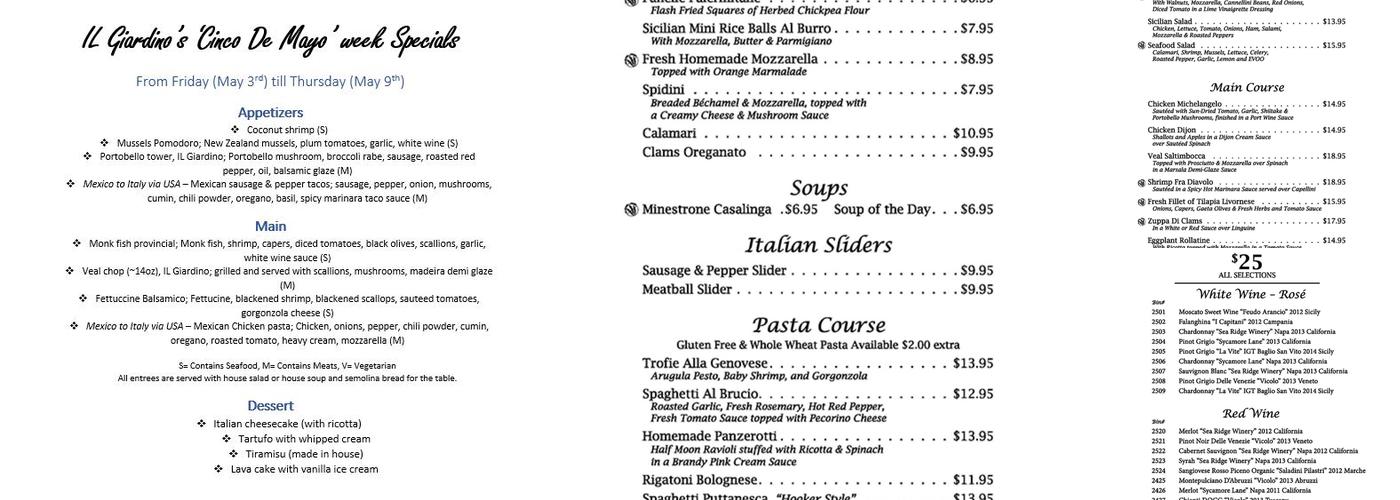 Il Giardino Sul Mare Menu