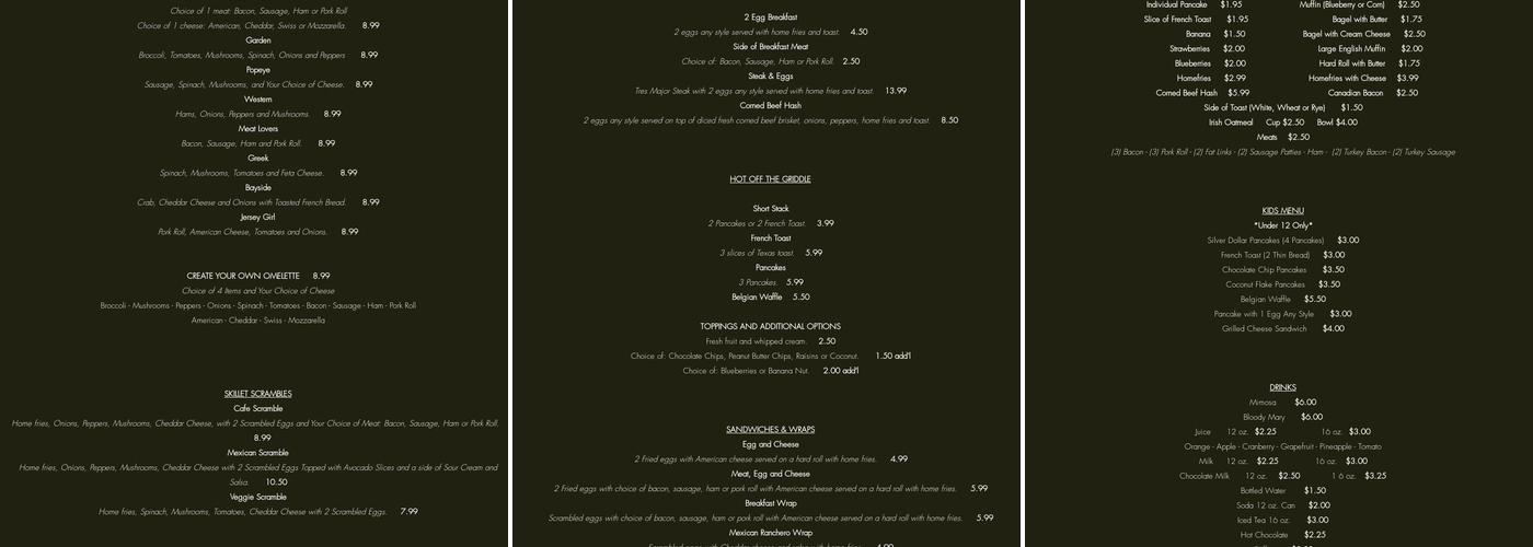 Klee's Next Door Cafe Menu