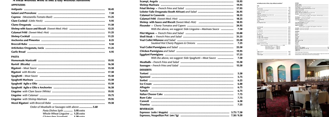 Angelo's Menu